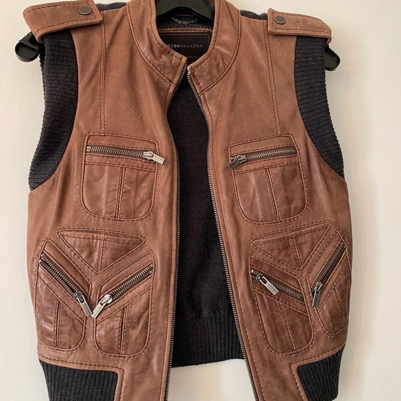 BCBG MaxAzria Leather Bomber Vest - Picture 1 of 7